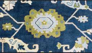 พรมขนแกะ oushak สีน้ำเงินเข้มปรับแต่งได้ลายนามธรรมสีเขียวและสีฟ้าอ่อน - Product Image 5