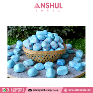 Style vibrant couleur bleue excellente qualité quantité en vrac approvisionnement Turquoise Howlite pierres dégringolées pour la manifestation et la motivation - Product Image 3