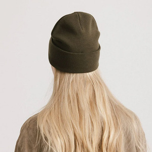 Gorro de punto de gofres de alta calidad Unisex, parche de cuero personalizado, Logo, patrón de puntos de Color sólido, gorro de invierno, gorros promocionales - Product Image 1