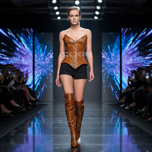 Fournisseur et fabricant de corsets en PVC de haute qualité, texture croco marron, pour modeler la taille et sculpter la silhouette - Product Image 4