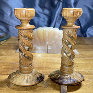 Hình học hình lục giác lồng nhau bằng gỗ tealight chủ sở hữu, một bộ ba trong gỗ màu nâu sẫm, có sẵn với giá bán buôn. - Product Image 5