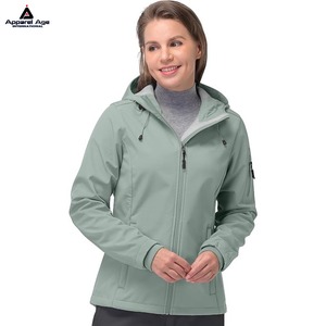 Vestes Softshell pour femmes conçues sur mesure avec fermeture à glissière à col montant logo avant respirant pour vêtements d'hiver - Product Image 5