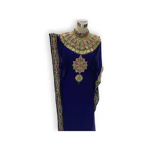 Indian Supplier Of Beaded Kaftan Dress Islamic Clothing Hand Embroidery Fancy Kaftan Dress For Wedding Party