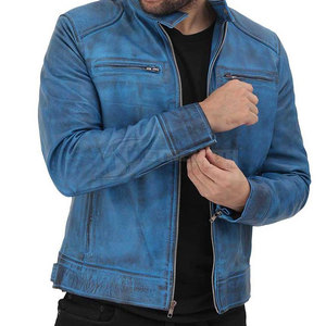 Veste en cuir de vachette de haute qualité pour homme, couleurs personnalisées, col montant, coupe-vent et respirante, disponible en gros - Product Image 2
