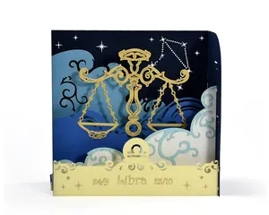 Wholesale Custom Design Zodiac 3D popup greeting card LIBRA for gifts shop or for businesses give to customers and employees