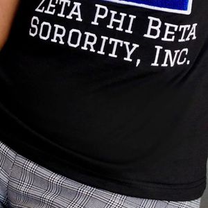 Big Z Zeta Chenille Tee Zeta Phi Beta Sorority Apparel T-shirt en coton de qualité supérieure Coupe confortable Logo brillant brodé élégant - Product Image 5