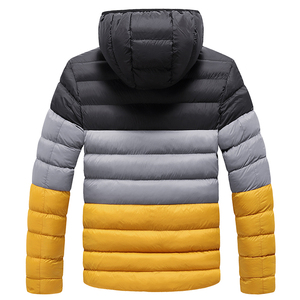 Veste d'hiver pour hommes avec logo personnalisé léger bouffant matelassé 100% polyester avec col montant et décoration en fourrure Style décontracté - Product Image 2