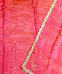 Costumes de fête pakistanaise indienne brodés à la main non cousus de concepteur moderne beau style traditionnel vers l'avant - Product Image 3