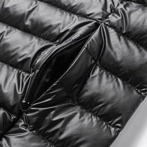 Veste matelassée en toile pour homme, style streetwear, bleu marine, légère, isolée, imperméable, chaude, pour l'extérieur, OEM, brodée, col montant - Product Image 4