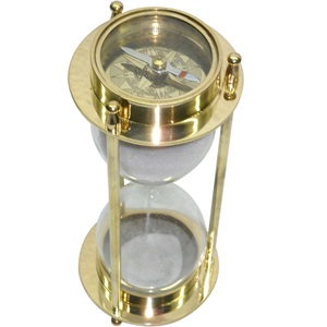 Promotional Item Metal Item Table Brass Item Unique Design Nautical Brass <b>Hourglass</b> Maritime Sand Timer Compass Good Quality - Product Image 3