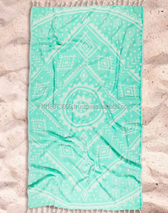 Serviette de plage turque tissée Jacquard Peshtemal Fouta vente en gros OEM Pestemal personnalisé coton tissage plat séchage rapide poids léger - Product Image 6