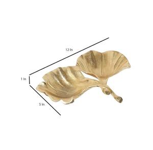 Elegante cuenco dorado con forma de hoja de ginkgo perfecto para servir golosinas o como decoración elegante del hogar - Product Image 2
