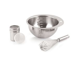 Juego de 3 Utensilios para Hornear de Acero Inoxidable: Tazón Medidor, Batidor de Varillas y Dosificador de Azúcar/Harina - Product Image 2