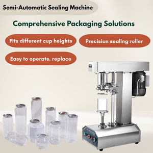 Máquina de sellado de tarros eléctrica semiautomática para tarros de plástico, tapas de aluminio rápidas, tapas, cierre de tapa de lata de plástico para bebidas - Product Image 2