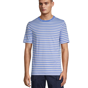 Ringer Camisetas Algodón/Poliéster Camiseta a rayas para hombres Pedido OEM Algodón orgánico Jersey hilado en anillo Cuello redondo, Ringer Camisetas - Product Image 2