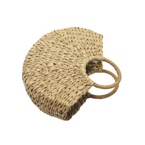 Sac en jacinthe d'eau tressé naturel, sans plastique, réutilisable pour le marché et la plage - Product Image 2