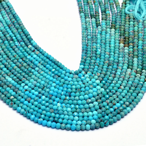 Turquesa Natural de 3mm-4mm, Cuentas Microfacetadas, Turquesa Azul Multicolor de Arizona, Piedra Semipreciosa, Cuentas Redondas Sueltas para Joyería - Product Image 1