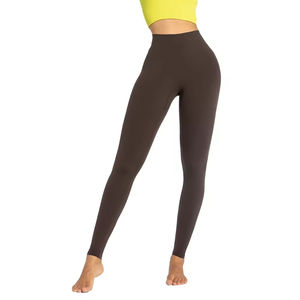 OEM personnalisé 2025 vente en gros doux taille haute évacuation de la sueur cheville longueur solide Yoga Leggings taille élastique Spandex/Nylon matériel - Product Image 4