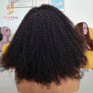 Raw Cuticle Aligned Human Hair Raw Vietnamese Hair Front Double Drawn Glueless Kinky Curly <b>Wig</b> - Product Image 6