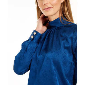 Top a Collo Alto Stampato Blu Medio Taglia Piccola da Donna Calvin Klein in Tessuto di Poliestere - Product Image 3