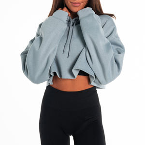 Logo personnalisé de luxe Crop Top Hoodies Dames en gros Coton tricoté Cropped Top Hoodies pour Femme - Product Image 5