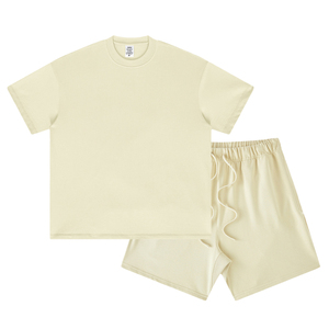 Camiseta y Pantalones Cortos de Color Sólido, Talla Grande, 100% Algodón, 360 Gramos, de Alta Calidad, con Logotipo Personalizado al por Mayor para Hombre - Product Image 4