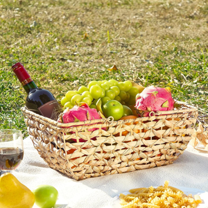 La mejor opción para la cesta de frutas de la cosecha del jacinto de agua del granjero con cesta de almacenamiento de picnic tejida con asa de Vietnam B2B - Product Image 5