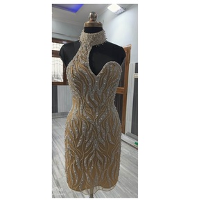 Vestido elegante hecho a mano con cuentas de la mejor calidad y tela de alta calidad, perfecto para bodas, bailes y eventos formales a bajo precio - Product Image 1