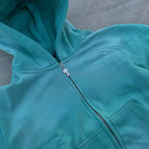 Nueva Sudadera con Capucha y Cremallera para Hombre, con Mangas de Pedrería, Lavada, Informal, Estilo Urbano, Chaqueta Hip Hop con Diseño de Cristales - Product Image 2