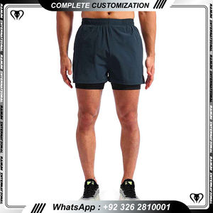 Pantalones cortos de gimnasio para hombre, 2 en 1, poliéster, 5 pulgadas, secado rápido, pantalones cortos de compresión para exteriores para hombre, pantalones cortos de gimnasio ajustados para correr para hombre - Product Image 4