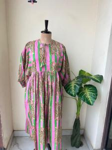 Vestido caftán con estampado de animales indios, ropa de playa Maxi de algodón suave, ropa de dormir larga, vestidos informales para el verano S a 3XL - Product Image 6