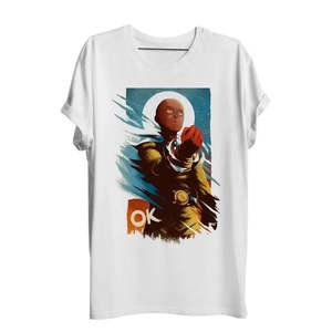 <b>One</b> Punch Anime Jersey <b>Top</b> with Dip Dye Pattern 100% Organic Mercerized Cotton Compressed 200g Fabric Weight New Model - Product Image 2