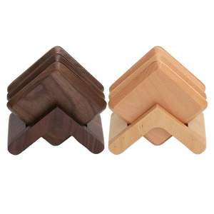 Solid Black Walnut Beech Wood Coaster Set With Storage Holder Round Drink Mat <b>Table</b> Surface <b>Protection</b> For Bar Restaurant Office - Product Image 6