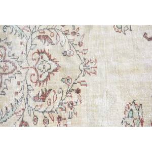 Vintage Turkish Rug Beige Red 3.9 X 3.9ft Large Area Woolen Patchwork Design for Hallway Bedroom Rectangular Shape Latex Backing - Product Image 5