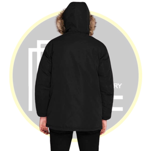 Veste parka d'hiver imperméable pour homme avec capuche en fausse fourrure Manteau d'extérieur isolé multi-poches pour temps froid - Product Image 2