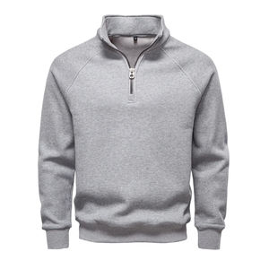 Sweat-shirt pull-over pour hommes Pull thermique d'hiver à capuche avec fermeture éclair et haut en coton ajusté pour l'automne - Product Image 2