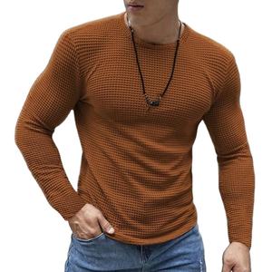 Casual Waffle Solid Color Sweatshirts for <b>Mens</b> Autumn Leisure <b>Long</b> Sleeve Crew Neck Pullover Tops <b>Men</b> Fashion Bottoming <b>T</b>-<b>shirts</b> - Product Image 1