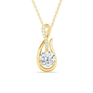 NOVAMART Fine Ceci 925 Silver Solitaire Pendant Water <b>Drop</b>-shaped Diamond Rhodium Plated <b>Box</b> Chain Trendy Geometric Number Desig - Product Image 1
