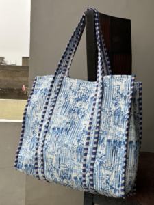 Haute qualité fait à la main tigre imprimé coton matelassé Style Boho femmes plage utiliser grand sac fourre-tout sac à provisions - Product Image 5