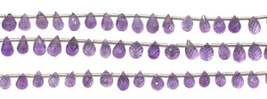 Chaîne de perles en améthyste facettée en forme de goutte, pierres précieuses naturelles violettes pour la fabrication de bijoux - Product Image 3