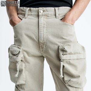 Jeans décontractés pour hommes solides pour lavage léger séchage rapide fermeture éclair décorations personnalisé Denim Cargo utilitaire printemps été automne - Product Image 4