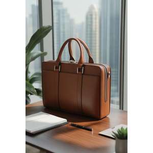 100% Water-Resistant Natural Finish Genuine Cow Buffalo Hide Leather Korean Travel <b>Laptop</b> Briefcase Durable Large Capacity - Product Image 1