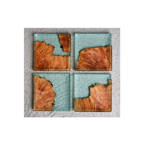 <b>Epoxy</b> decorative <b>Resin</b> Coasters Set With Ocean Decorative Gift with handmade use best quality <b>resin</b> color and natural wood color - Product Image 1