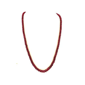 Custom Designed Ruby <b>Beaded</b> Necklace Handcrafted Precious <b>Red</b> Corundum Strand Wedding and Birthday Wear Fine Indian Jewellery - Product Image 1