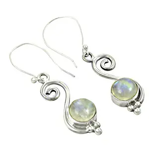 Boucles d'oreilles pendantes en argent 925 avec pierre de lune, plaquées or, motif géométrique en forme de cœur pour femmes, idéales pour les mariages, les fêtes, idée cadeau - Product Image 1