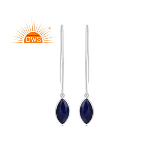 Vente chaude Fine Sterling Silver Natural Lapis Lazuli Gemstone Dangle Boucle d'oreille Fabricant de bijoux personnalisés - Product Image 1