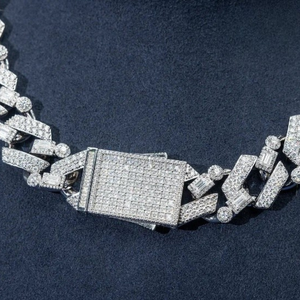 Pulsera de cadena cubana de diamante completo de 14mm para mujer, collar de joyería fina de eslabones cubanos de CZ helado Chapado en plata - Product Image 5