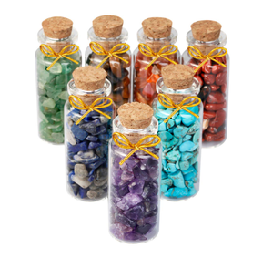 Bouteille de puce de cristal dégringolée de pierres précieuses naturelles de guérison populaires de 7 pierres de chakra pour le souvenir de: cristal Alif et agate - Product Image 2