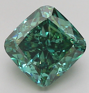 Coussin 2.50ct fantaisie vert vif vert VS2 diamant cultivé en laboratoire, fabrication de bijoux diamant CVD - Product Image 1