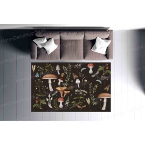 Alfombra con Estampado de Hongos - Moderna, Colorida, Pequeña, para Dormitorio, Comedor, Alfombra Delgada No Tejida - Product Image 3